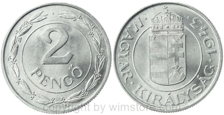 ungarn, 2 pengö 1941, km 522.1, aluminium, vz+ (kopie)