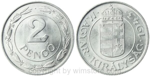 ungarn, 2 pengö 1943, km 522.1, aluminium, vz (kopie)