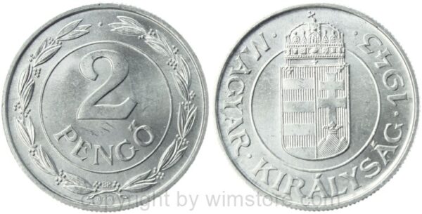 ungarn, 2 pengö 1943, km 522.1, aluminium, vz (kopie)