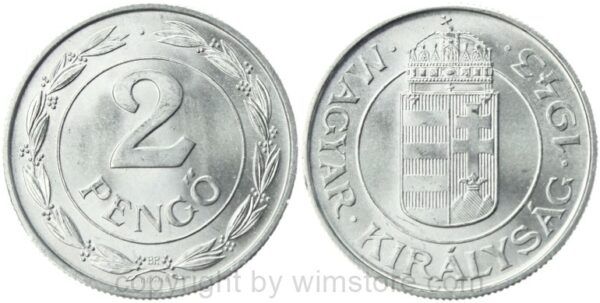 ungarn, 2 pengö 1943, km 522.1, aluminium, st (kopie)