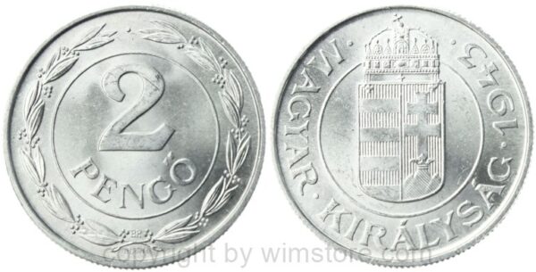 ungarn, 2 pengö 1943, km 522.1, aluminium, st (kopie) (kopie)