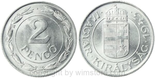 ungarn, 2 pengö 1943, km 522.1, aluminium, st (kopie)