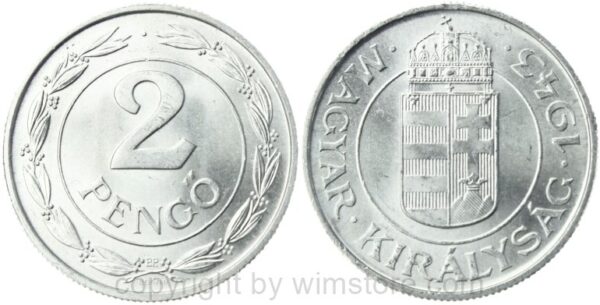 ungarn, 2 pengö 1943, km 522.1, aluminium, st (kopie)
