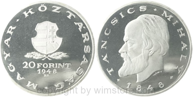 ungarn, 20 forint 1956, 10 jahre forit kettenbrücke in budapest, km 553, silber, st (kopie)