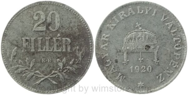 ungarn, 20 filler 1920, km 498, eisen, ss, roststellen, kratzer (kopie)