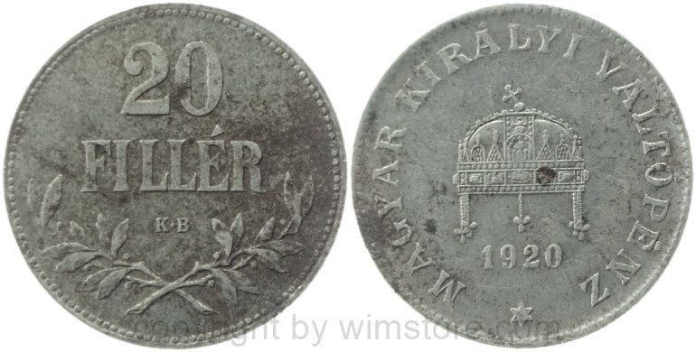 ungarn, 20 filler 1920, km 498, eisen, ss, roststellen, kratzer (kopie)