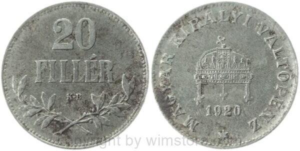 ungarn, 20 filler 1920, km 498, eisen, vz, roststellen (kopie)