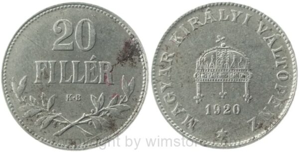 ungarn, 20 filler 1920, km 498, eisen, vz, roststellen (kopie)