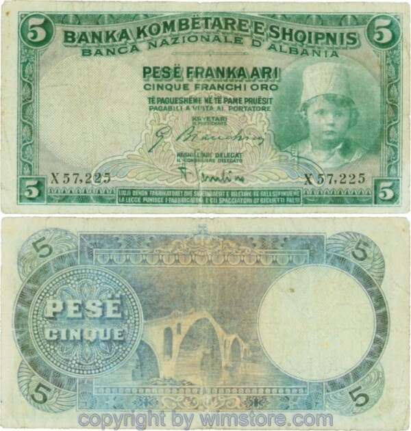 Albanien, P002b, 5 Franka Ari (1926), Serie X; 4