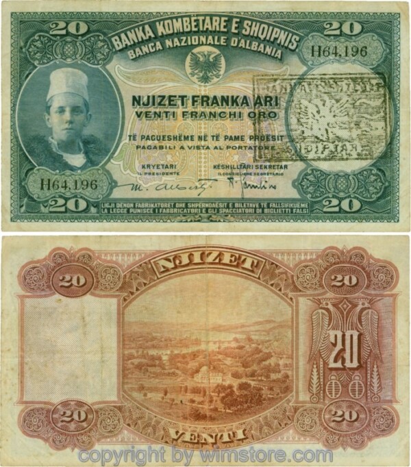 Albanien, P012b, 20 Franka Ari (1945), Serie H; 4