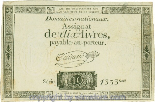 Frankreich, PA051, 10 Livres 1791; 3-4