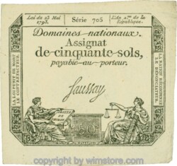 Frankreich, PA070b, 50 Sols 1793; 1-2