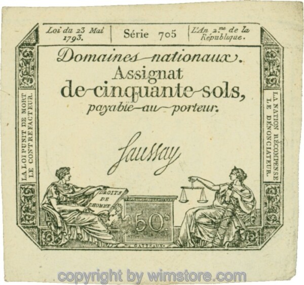 Frankreich, PA070b, 50 Sols 1793; 1-2