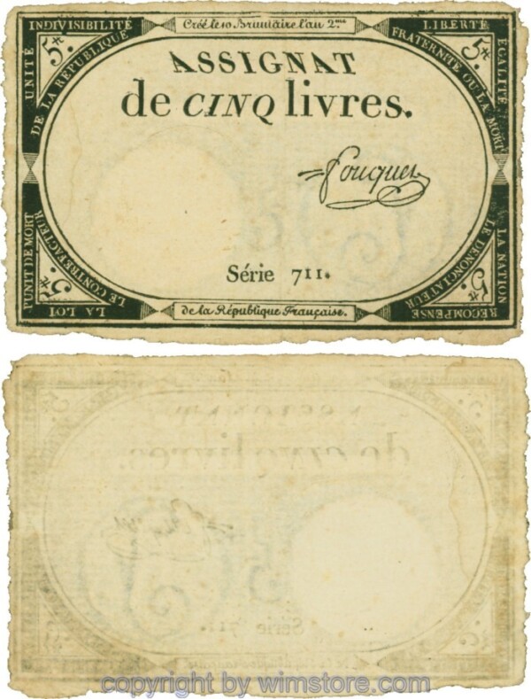 Frankreich, PA076, 5 Livres (1793); 2