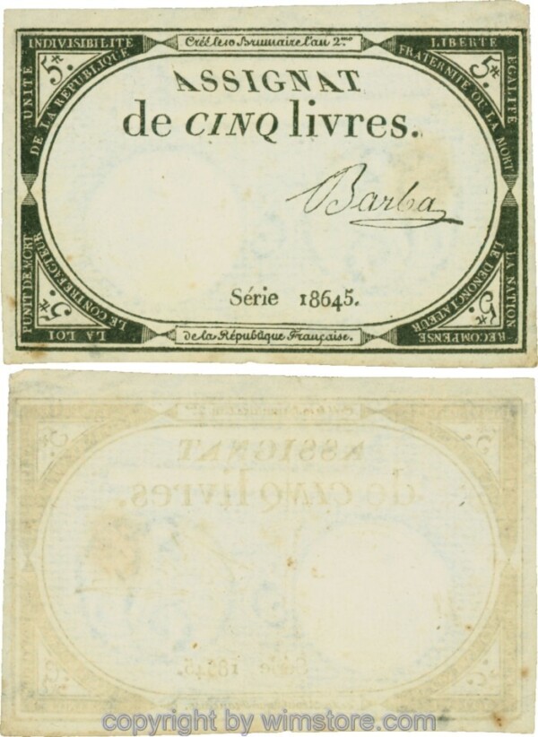 Frankreich, PA076, 5 Livres (1793); 3
