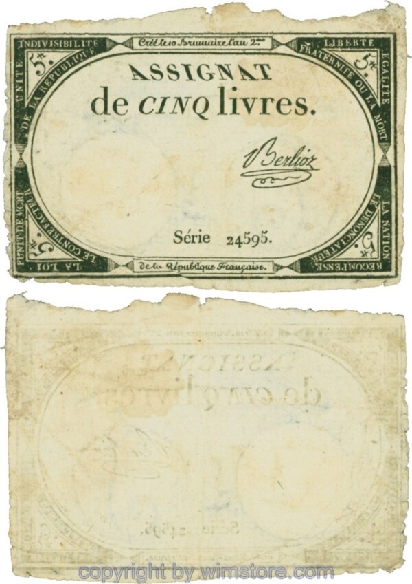 Frankreich, PA076, 5 Livres (1793); 4-5