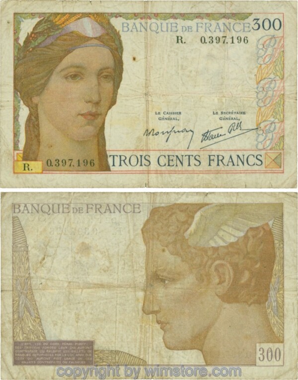 Frankreich, P087, 300 Francs (1938), R; 5