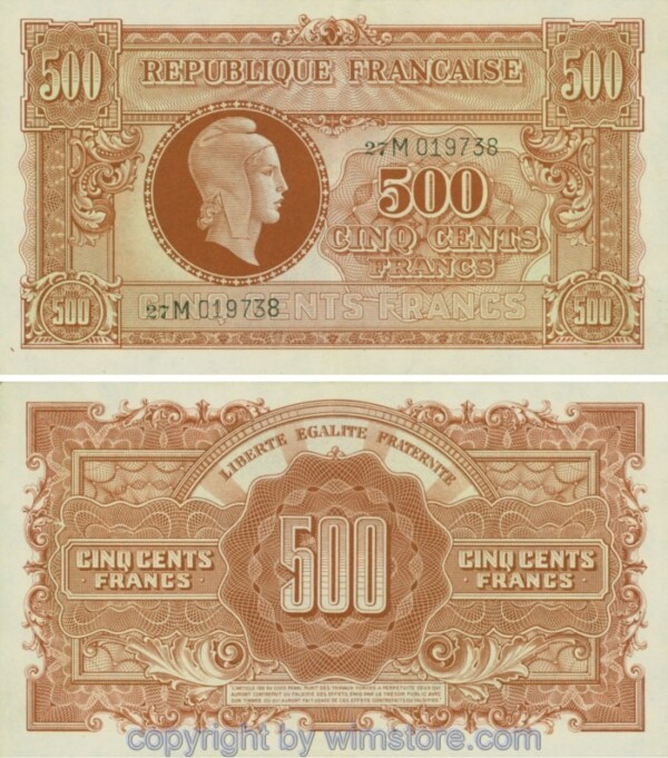 Frankreich, P106, 500 Francs (1944), Serie M (027M); 2