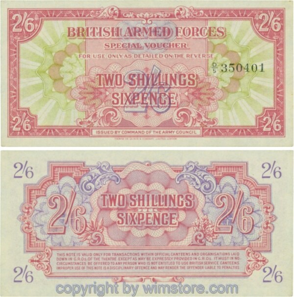 British Armed Forces, PM12, 2 Shillings - 6 Pence (1946), Serie D/5; 1-