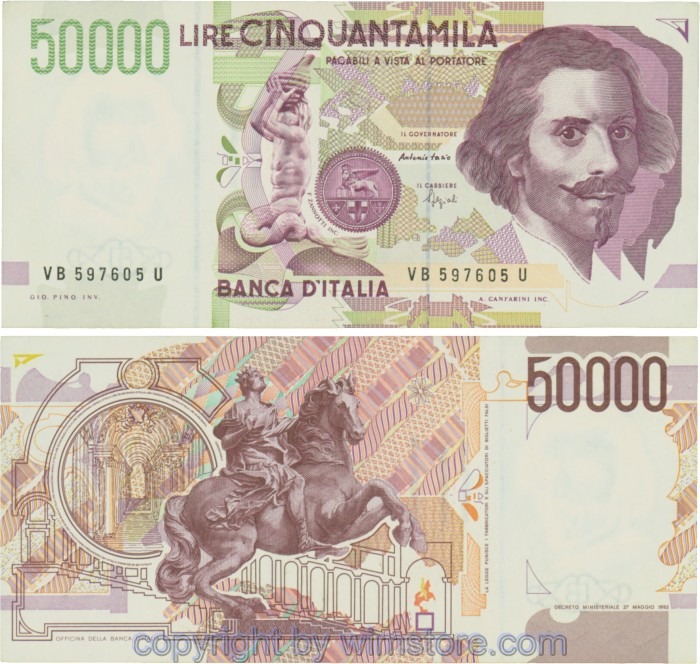 Italien, P116b, 50000 Lire, 1992-05-27, Serie VB-U; 2