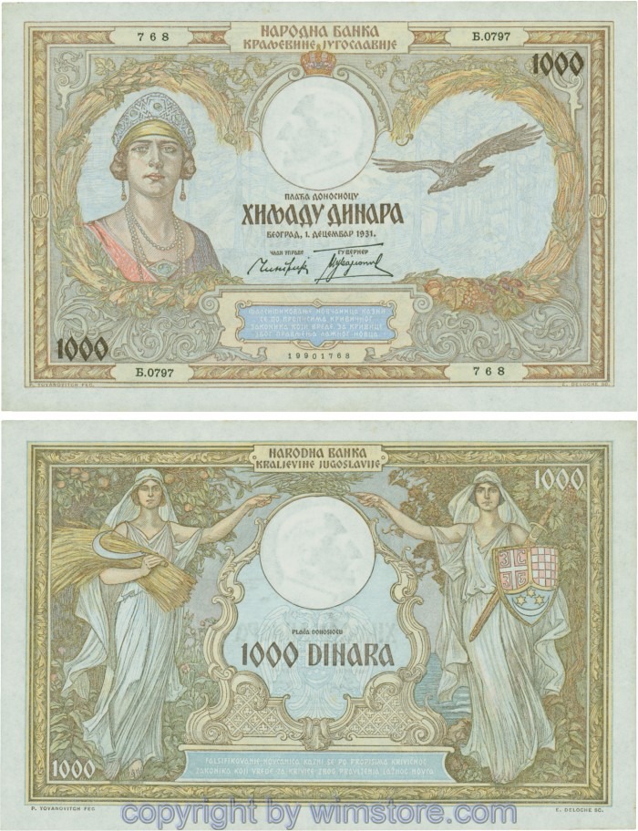 Jugoslawien, P029, 1000 Dinara 1.12.1931