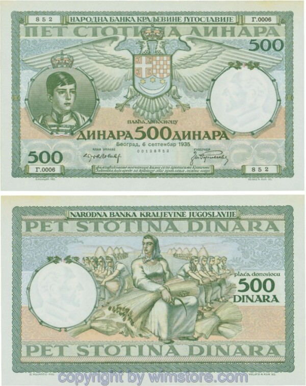 Jugoslawien, P032, 500 Dinara 6.9.1935