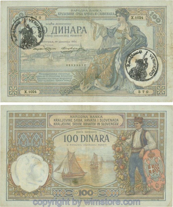 Jugoslawien, *PR13A, 100 Dinara (1941) 30.11.1930; Serie Х (Ch); 5 Selten!