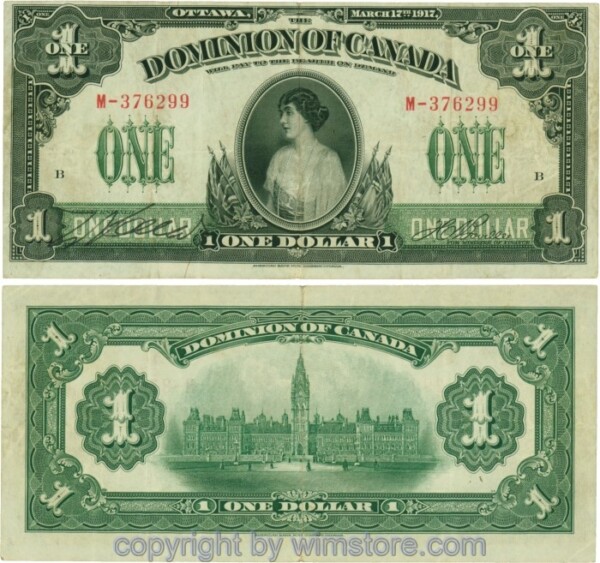 Kanada, P032b, 1 Dollar 17.3.1917, Serie B, 4-5