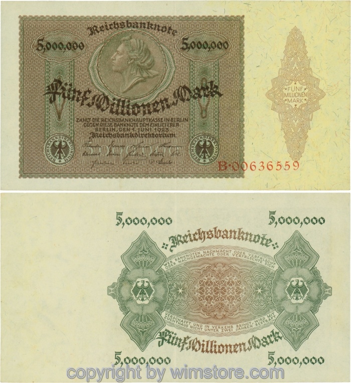 Deutschland, Inflation, R 088, 5 Millionen Mark, 01.06.1923