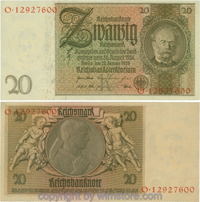 Deutschland, Reichsbank, R 174a, 20 Reichsmark, 22.01.1929