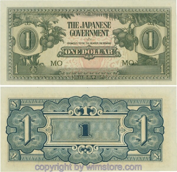 Malaya Japanese Government, PM5c, 1 Dollar (1942), Serie MO; 2