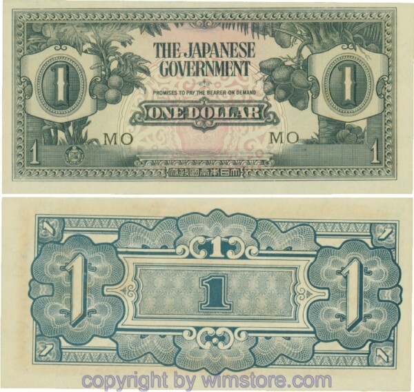 Malaya Japanese Government, PM5c, 1 Dollar (1942), Serie MO; 2