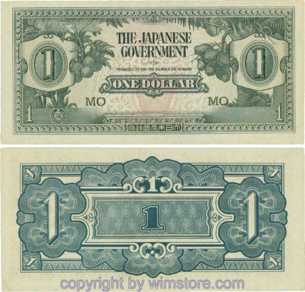 Malaya Japanese Government, PM5c, 1 Dollar (1942), Serie MO; 4