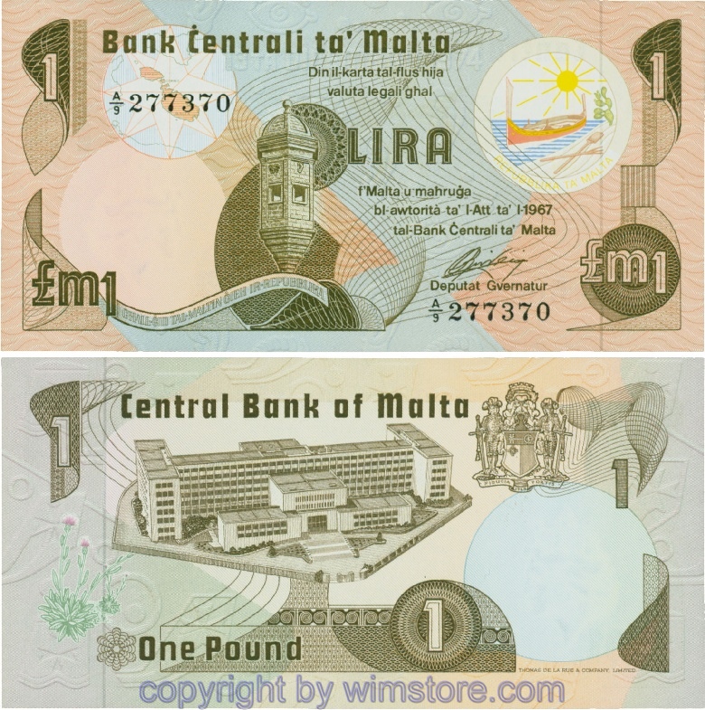 Malta, P34a, 1 Lira L1967 (1979), Serie A/9; 1