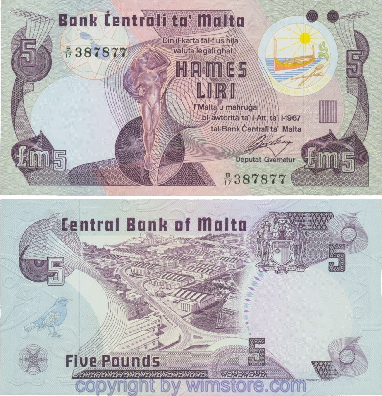 Malta, P35b, 5 Liri L1967 (1979), Serie B/17; 1