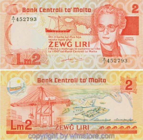 Malta, P37, 2 Liri L1967 (1986), Serie A/1; 1