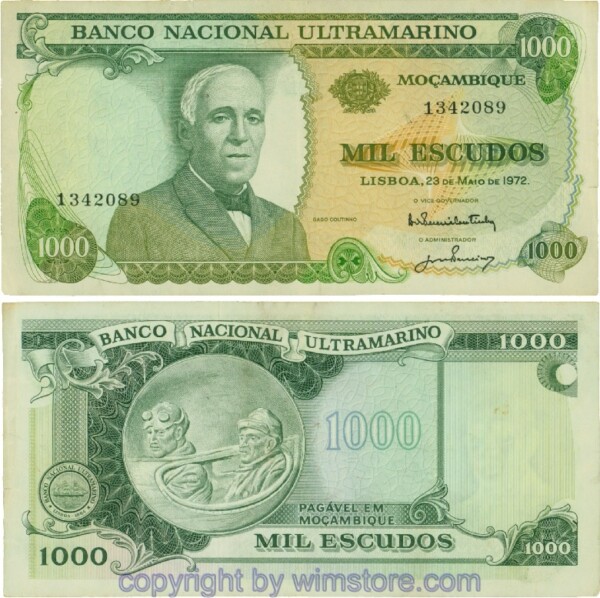 Mosambik, P115, 10 Escudos 23.5.1972, Sign. Lois Pereira Coutinho und José Maunel Passeiro; 5