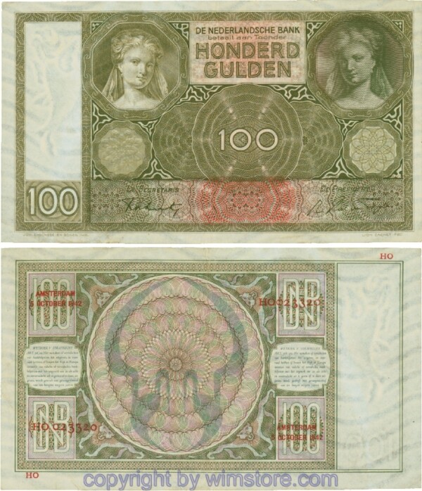 Niederlande, P051c, 100 Gulden 1942-10-05, Serie HO; 4