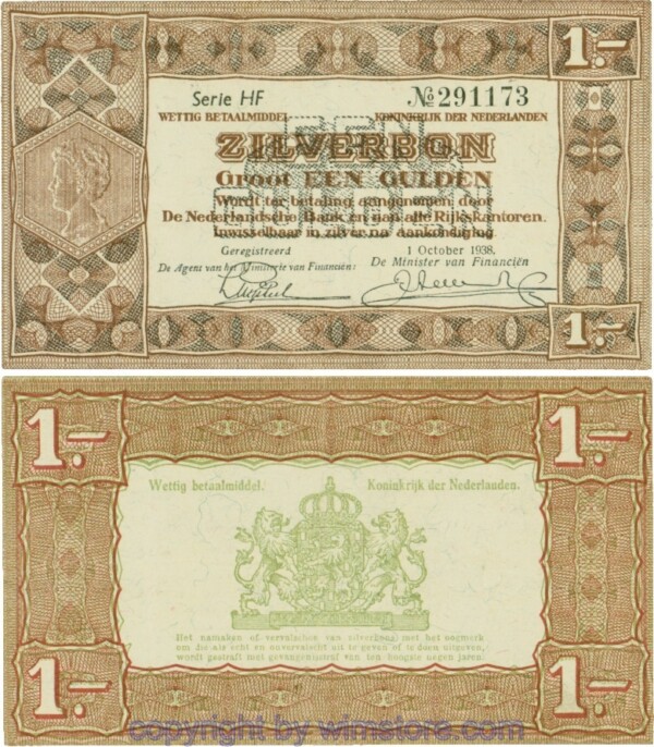 Niederlande, P061, 1 Gulden 1938-10-01, Serie HF; 4