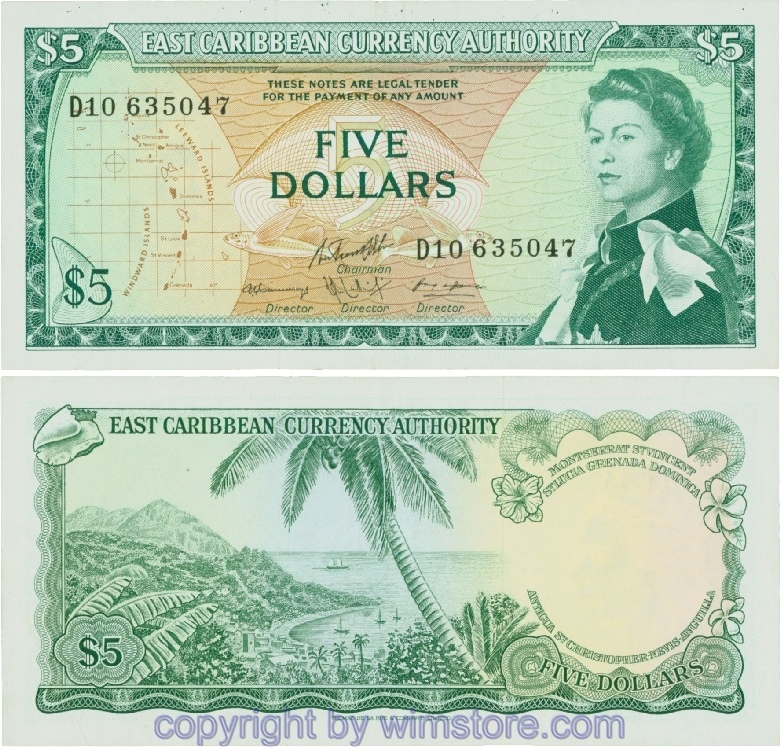 Ostkaribische Staaten, P14h2, 5 Dollars (1965), Serie D10, Signatur 10; 3