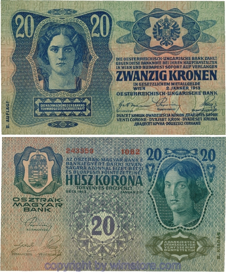 Österreich, Franz Josef I., P14, 20 Kronen 2.1.1913, II. Auflage