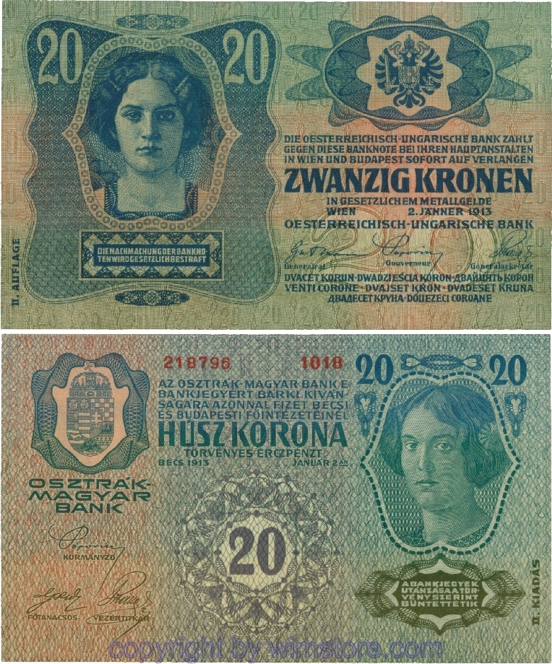 Österreich, Franz Josef I., P14, 20 Kronen 2.1.1913, II. Auflage; 2