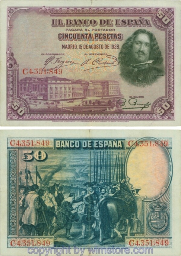 Spanien, P 075b, 50 Pesetas 1928, Serie C; 4