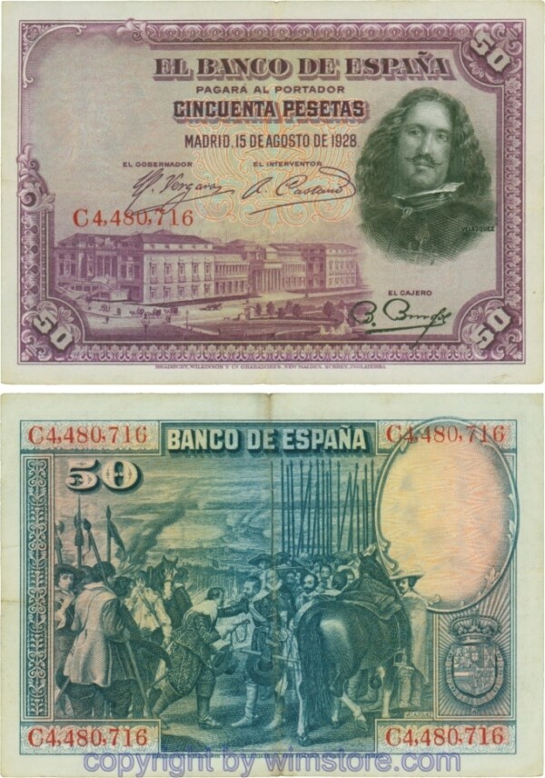 Spanien, P 075b, 50 Pesetas 1928, Serie C; 4