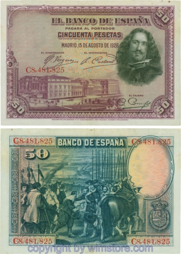 Spanien, P 075b, 50 Pesetas 1928, Serie C; 4