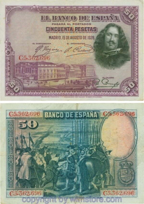 Spanien, P 075b, 50 Pesetas 1928, Serie C; 5