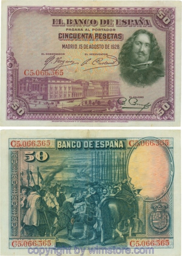 Spanien, P 075b, 50 Pesetas 1928, Serie C; 5