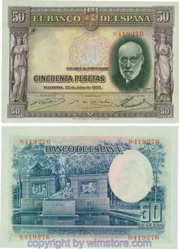 vg24046 Spanien, P 088, 50 Pesetas 1935; 2