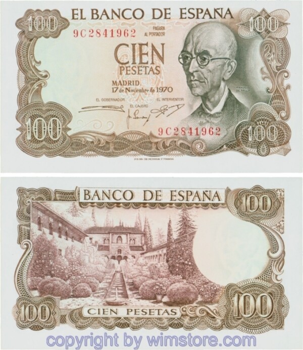 Spanien, P 152a, 100 Pesetas 1970, Serie C (9C); 1