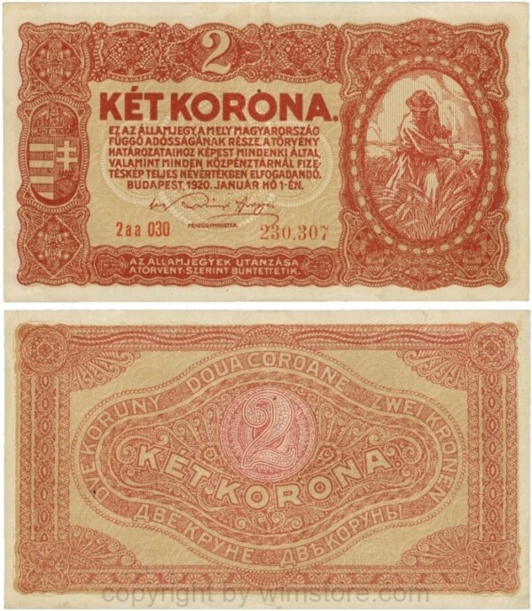 Ungarn, P 058.1, 2 Korona, 01.01.1920